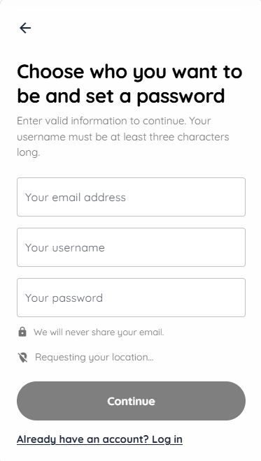 Create an account in 5 steps (mobile)