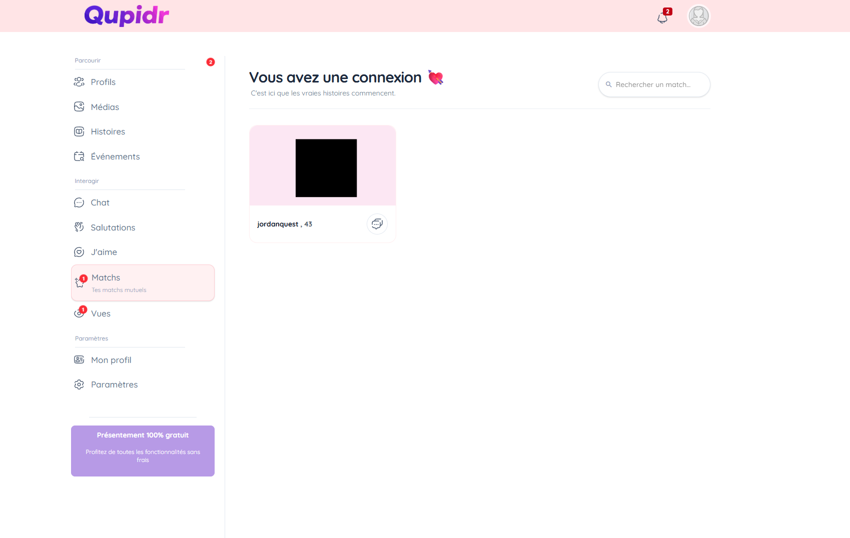 Voir qui a matché avec vous